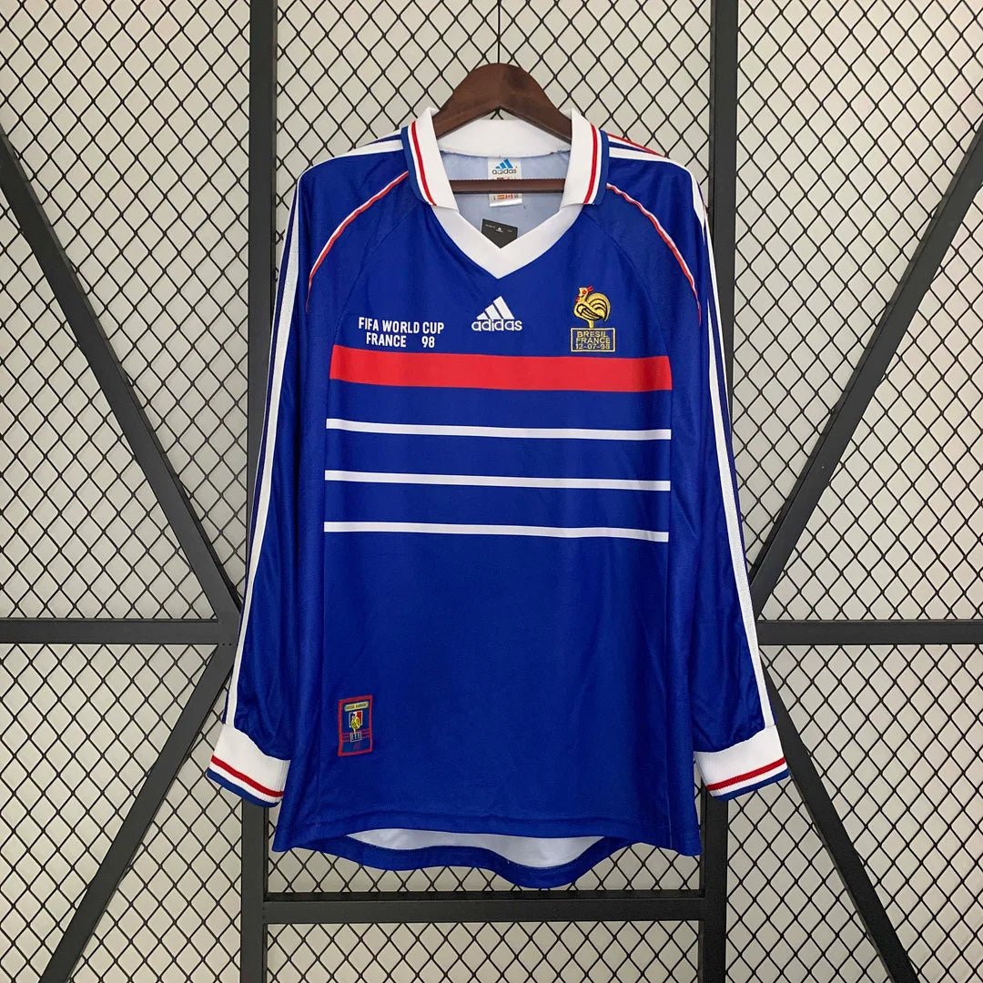 647c86920f34ad1049b5e90cde453bb2.jpg 1998 Retro France Home Jersey Long Sleeve - Image 1