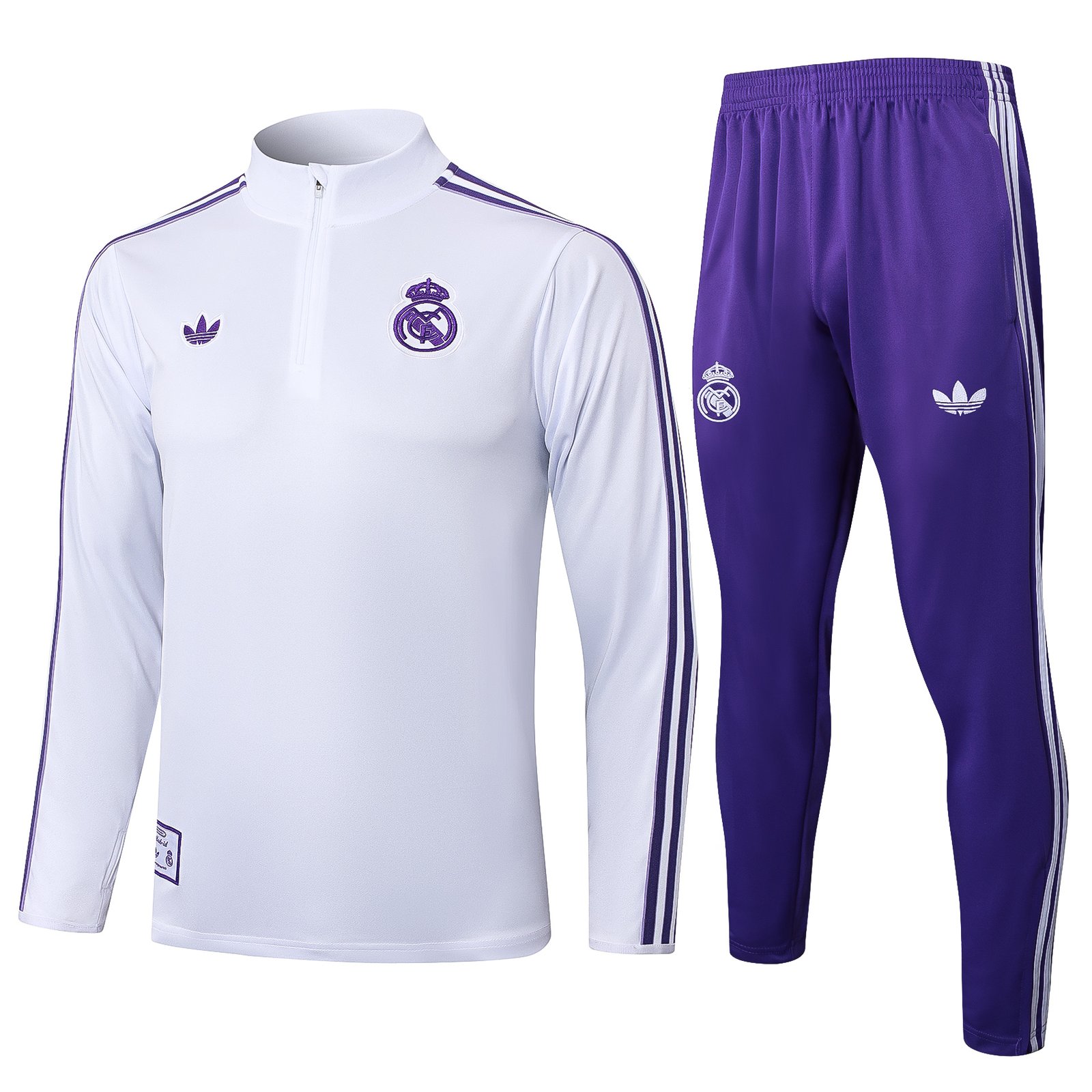 半拉皇马白色复古版大小.jpg Retro Real Madrid Training Suit Set 2025/2026 - Image 1