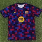 2026/2027 Barcelona Pre-Match Suit Red-Blue Checkered Football Shirt 1:1 Thai Quality